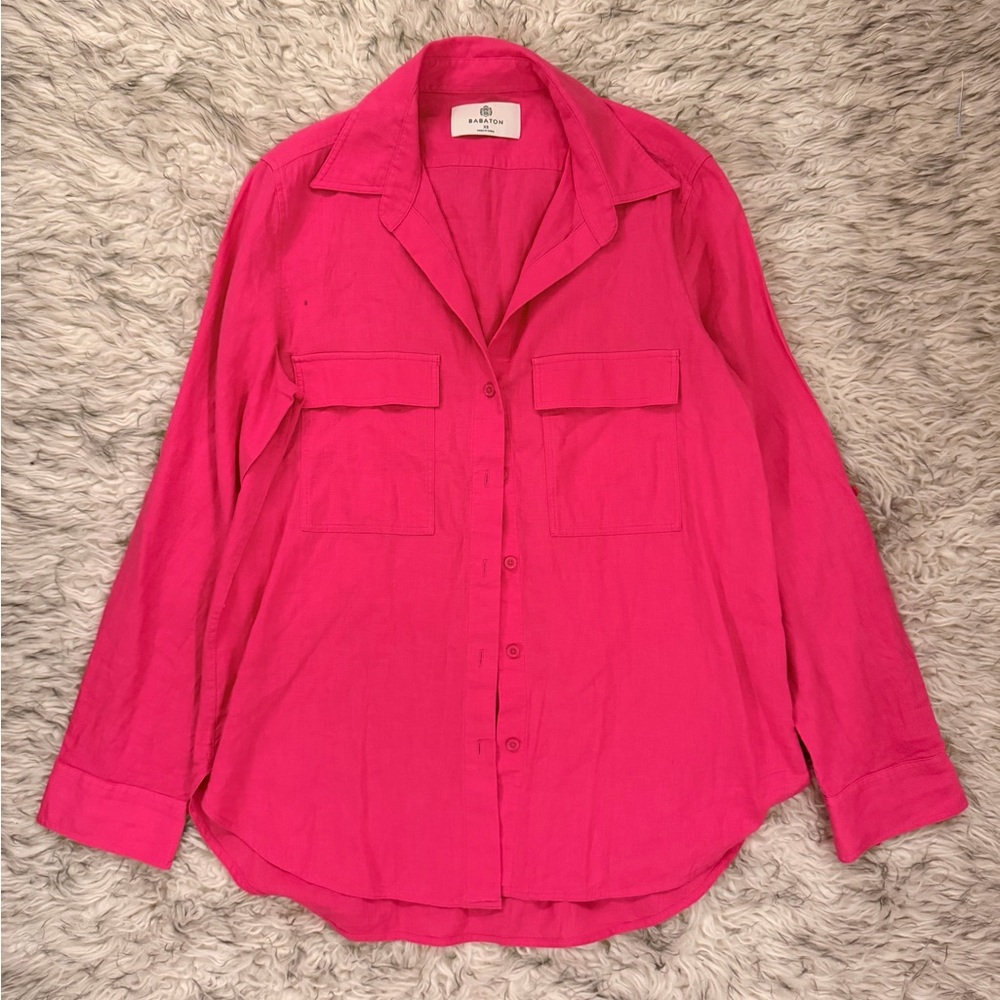 Babaton ‘Utility’ Linen Shirt - Gd Eros Pink